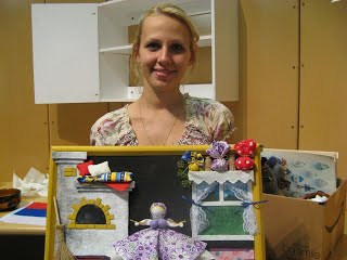 Sofia Shaw, Russian co-ordinator with the special board she's made for the kitchen 